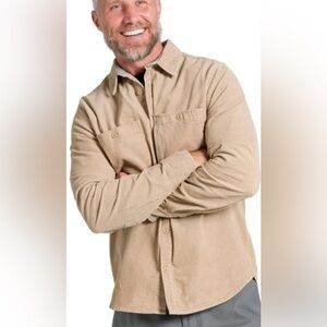 Men's Beige Corduroy Button-Up Shirt XL